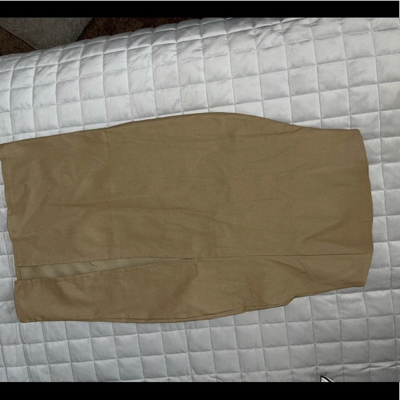 Taupe high waisted slit midi skirt - Picture 5 of 8